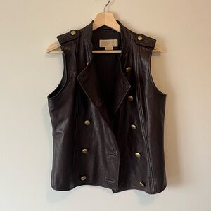 Michael Kors Vintage Brown Leather Vest